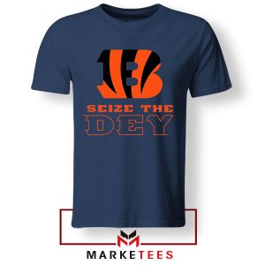 Orange and Black Who Dey Navy Tshirt