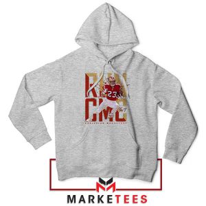 Run CMC Faithfully Representing the 49ers Grey Hoodie