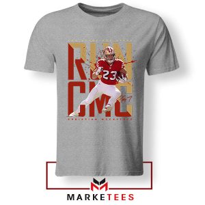 Run CMC Faithfully Representing the 49ers Grey Tshirt