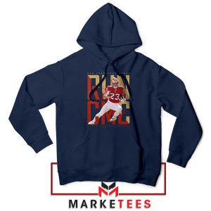 Run CMC Faithfully Representing the 49ers Navy Hoodie