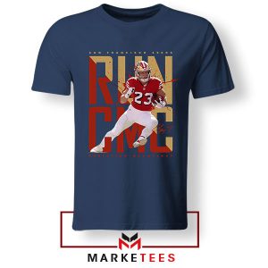 Run CMC Faithfully Representing the 49ers Navy Tshirt