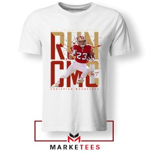 Run CMC Faithfully Representing the 49ers White Tshirt