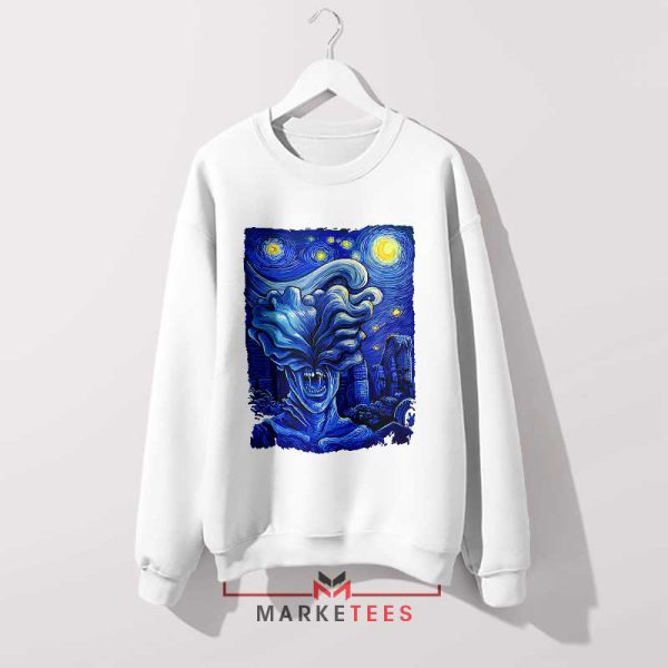 Zombie Apocalypse Starry Night White Sweatshirt