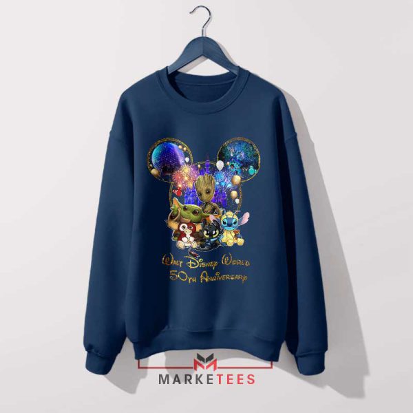 Baby Yoda and Friends Disney Anniversary Navy Sweatshirt