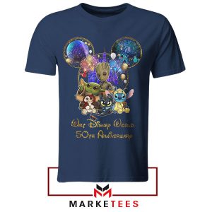 Baby Yoda and Friends Disney Anniversary Navy Tshirt