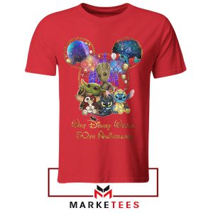 Baby Yoda and Friends Disney Anniversary Red Tshirt