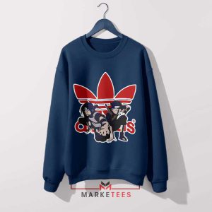 Naruto and Sasuke Run with Adidas Navy Sweatshirt