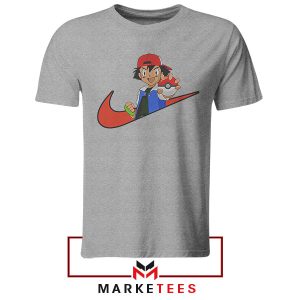 Perfect Catch Ash Ketchum Pokeball Grey Tshirt