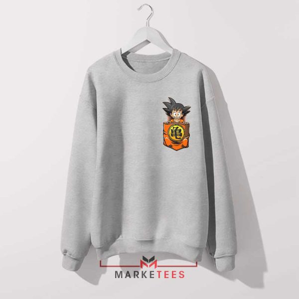 Take Goku Everywhere In The Pocket Grey SweatshirtTake Goku Everywhere In The Pocket Grey Sweatshirt