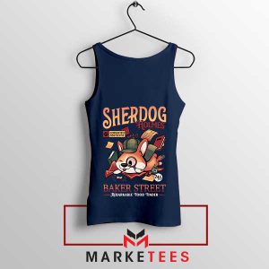 The Corgi Detective Holmes Navy Tank Top