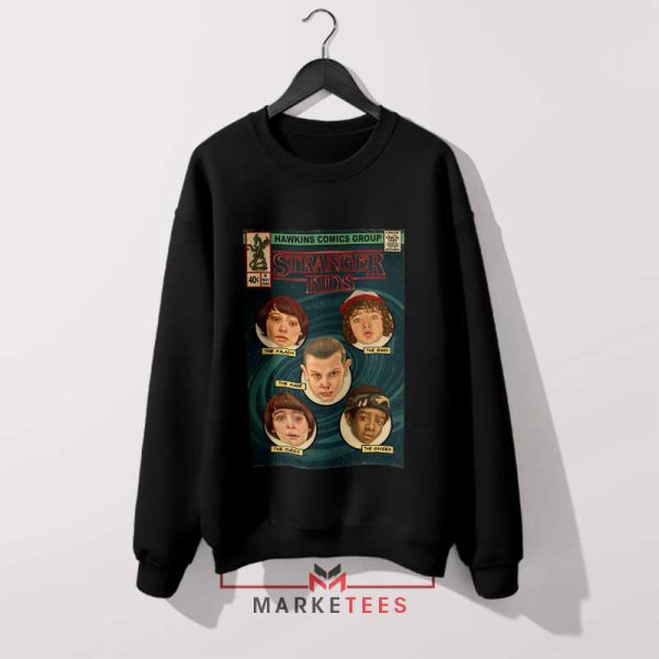 Vintage Comic Hawkins AV Club Black Sweatshirt